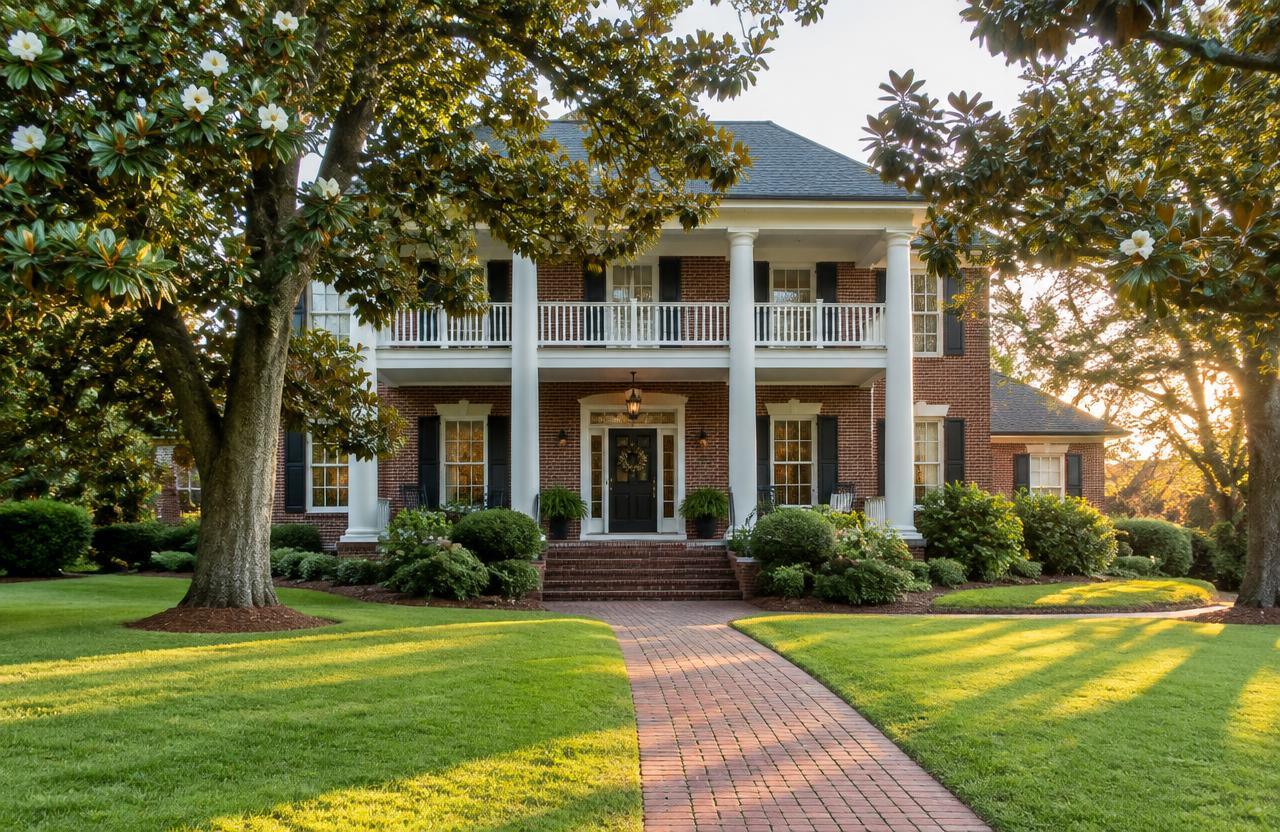 Traditional brick colonial home — AI-generated property illustration, not a verified local property